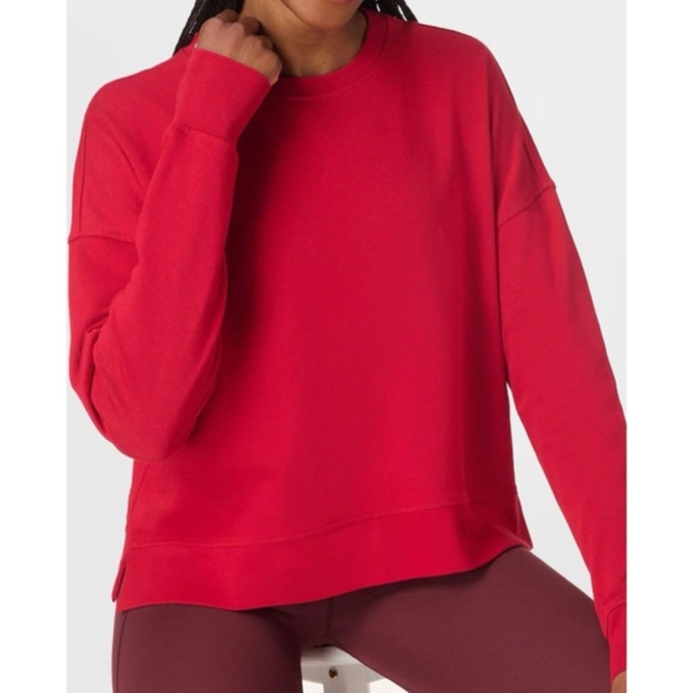 Sweaty Betty After Class Crop Sweatshirt in Cherry
